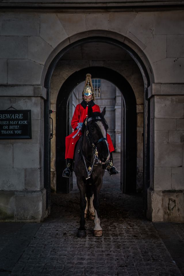 British Guard Reiter auf Pferd Krönung König Charles III