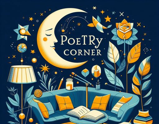 Poetry corner Sofa mit Kissen und Lampe Gedichte