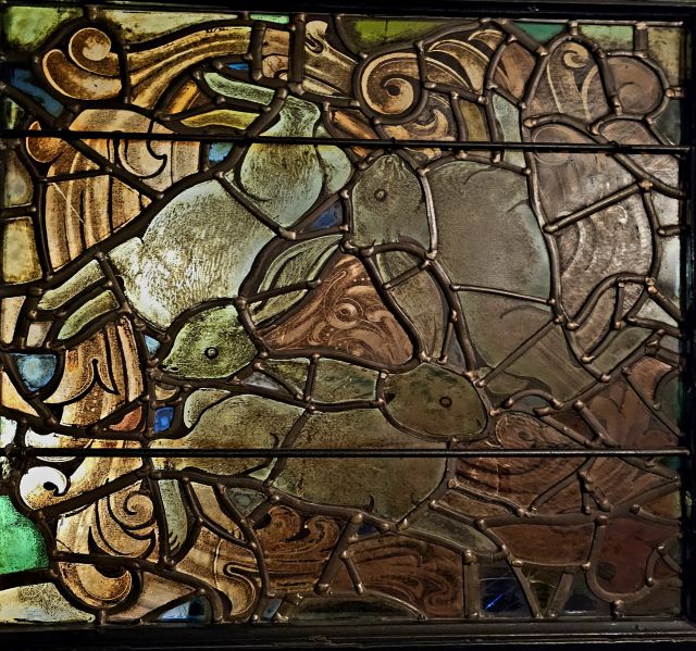 Drei Hasen Symbol Pub Tür Castle Inn Lydford Buntglas